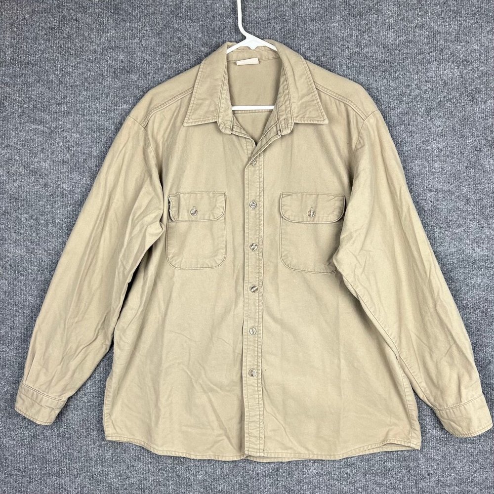 VINTAGE FIVE‎ BROTHER MENS CHAMOIS HEAVY THICK FLANNEL BUTTON SHIRT SIZE XL